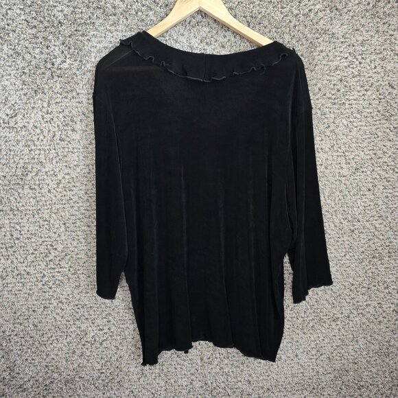 Lane Bryant Top Womens Plus 18/20 Black Slinky V Neck‎ Blouse Ruffle Stretch - Picture 7 of 7